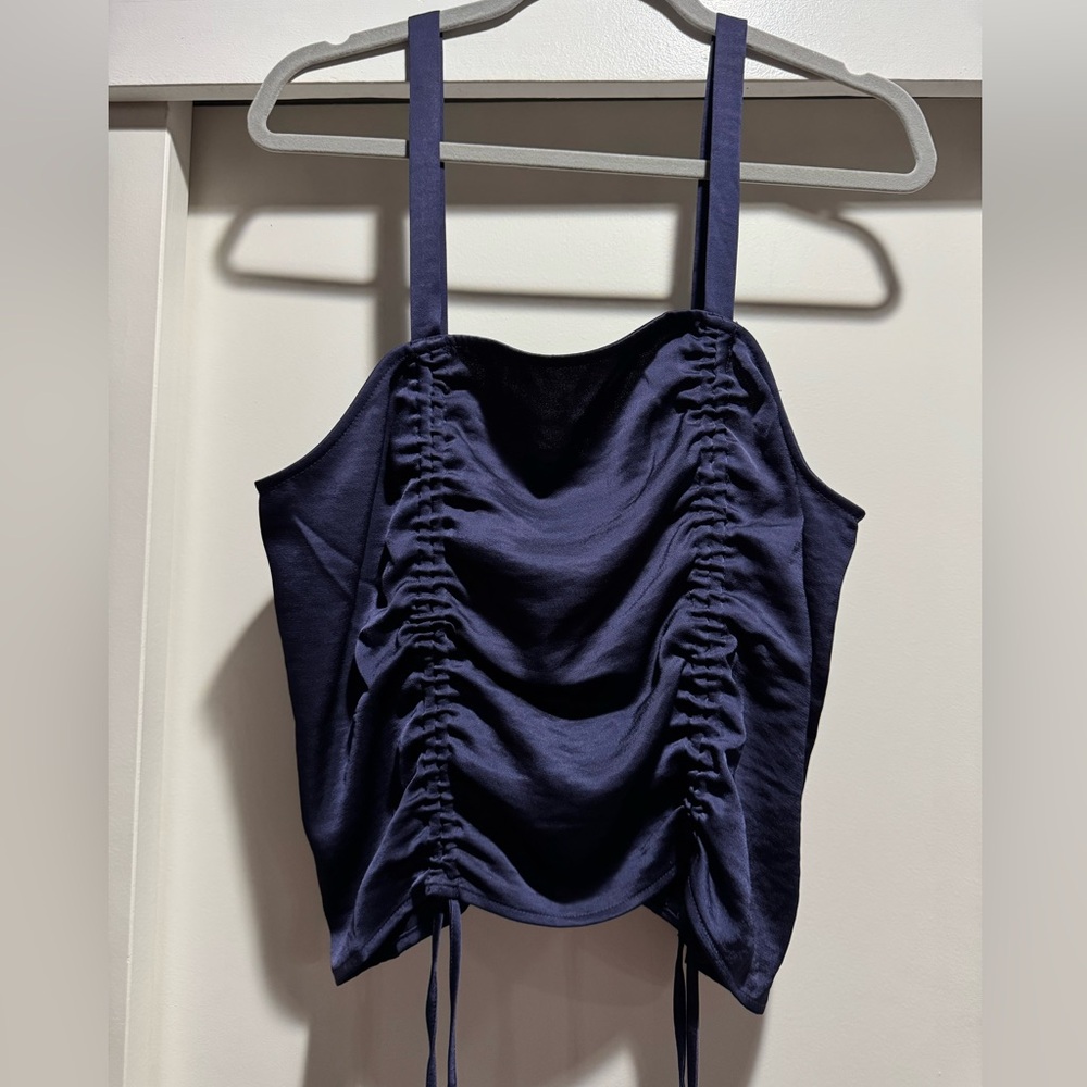 Open Edit Dark Blue Cinched Tank Top